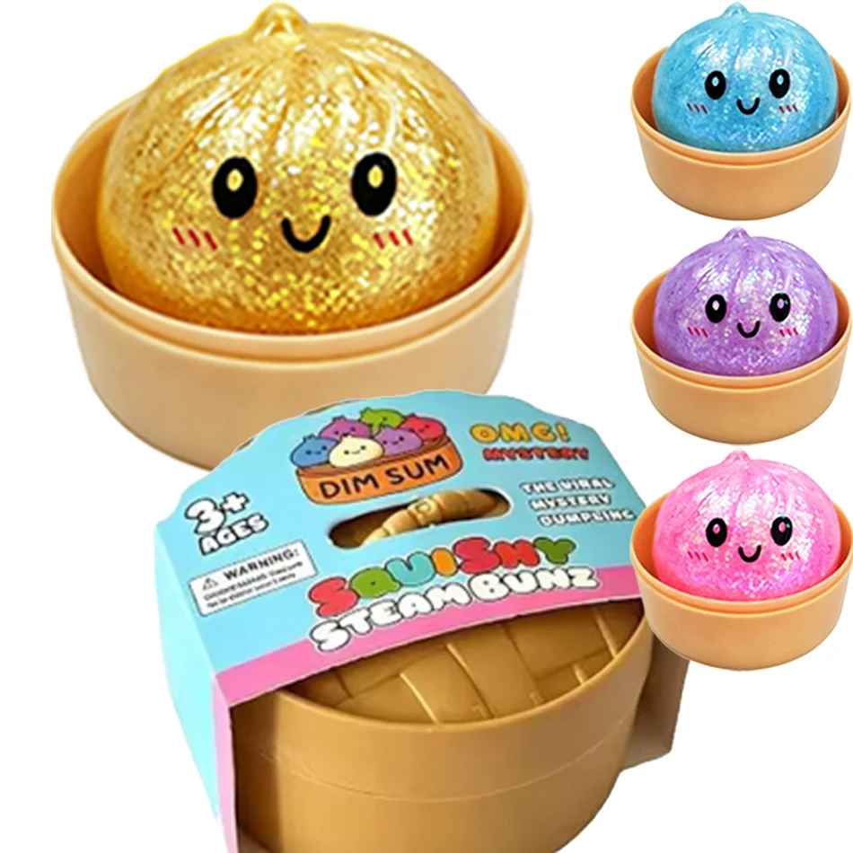 Mini Squishies en forme de ravioli, Boîte mystère de raviolis, Jouet sensoriel souple à presser pour le soulagement du stress, Couleurs aléatoires scintillantes, Jouet de bureau extensible