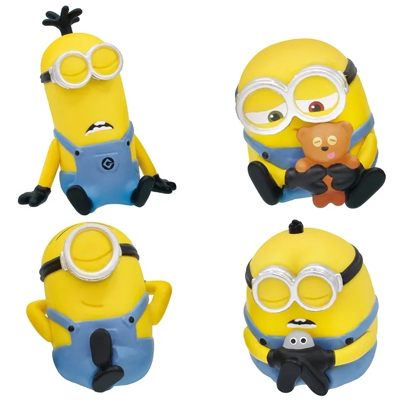 TOMY Original 4Pcs Gashapon ミニオンズ Bob Otto Minions Anime Figure Toys For Kids Gift Collectible Model Ornaments