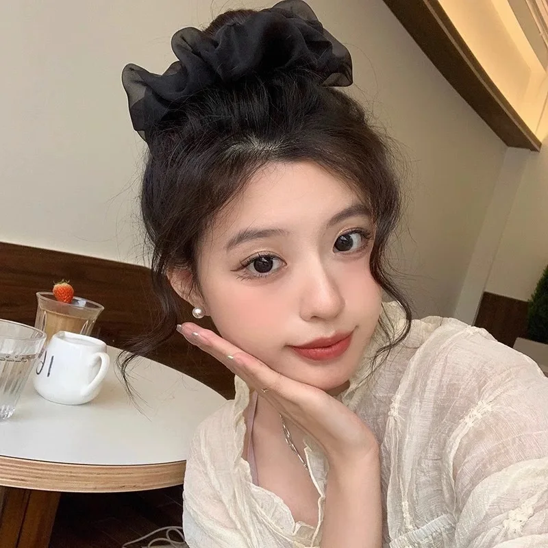 大きなメッシュヘアロープ女性のためのシンプルな Fashiona ガールヘアネクタイヘアリングシンプルさ高ポニーテールシュシュ