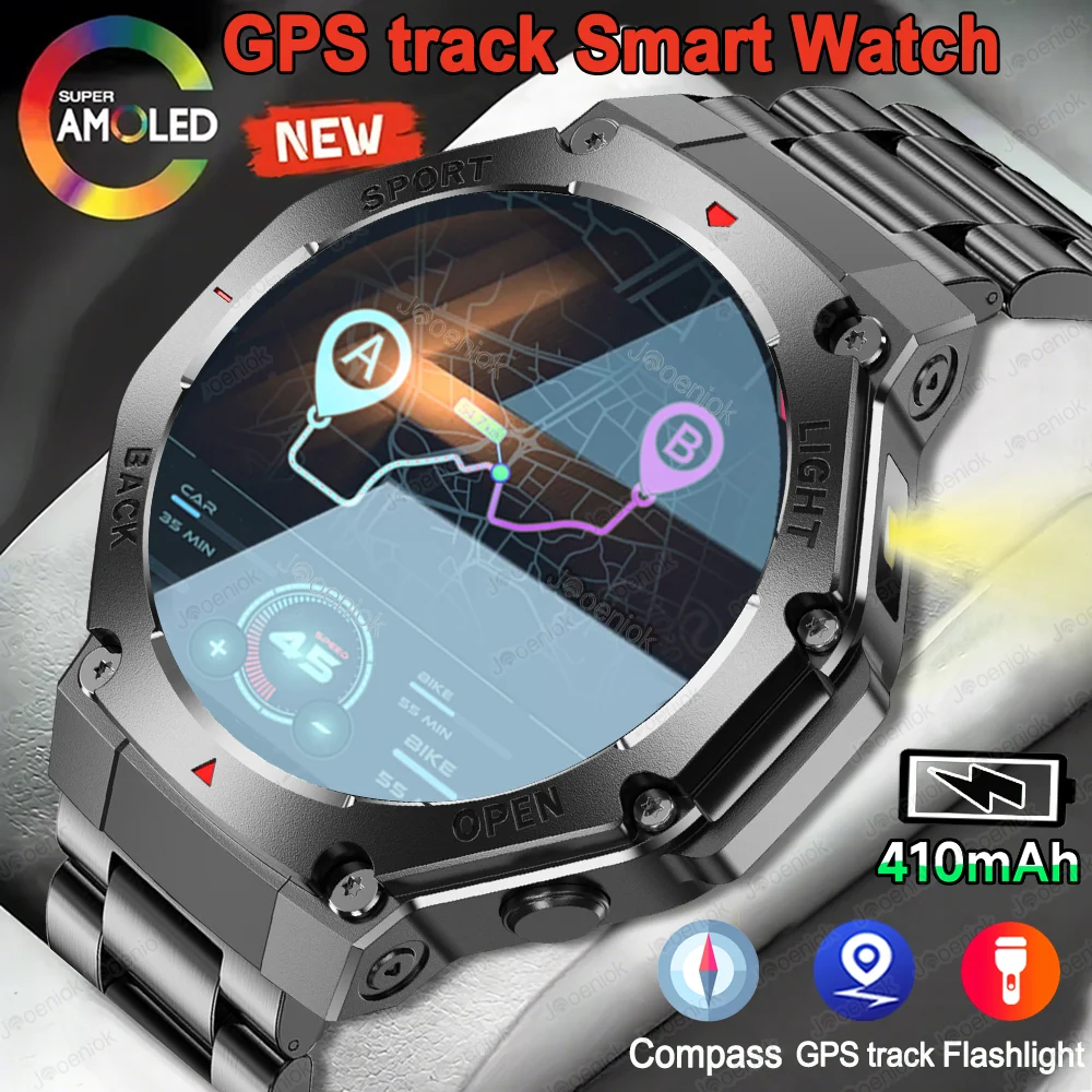 

Новые GPS трековые умные часы для мужчин и женщин, компас, 410 мАч, большой аккумулятор, монитор сердечного ритма, спортивные водонепроницаемые умные часы с Bluetooth и вызовом