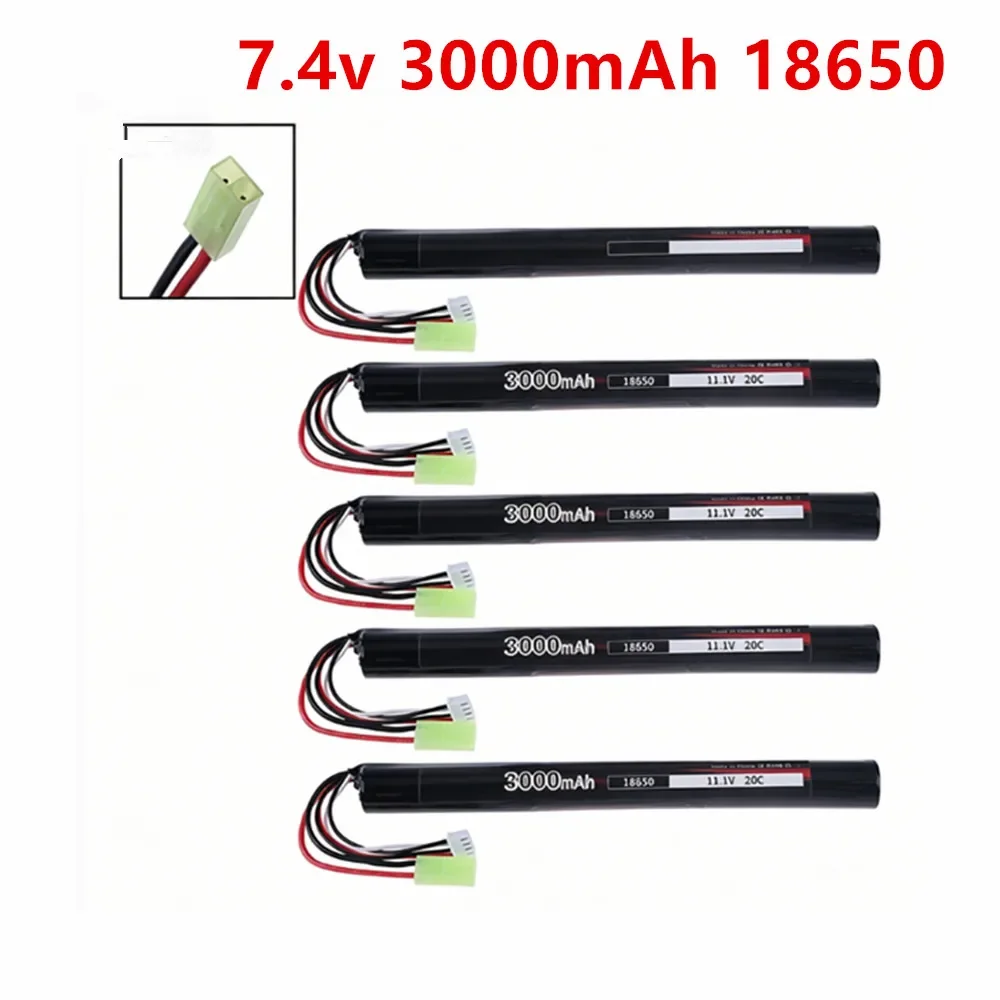 7.4V 2S 3000mAh 20C 18650 Battery with Tamiya Plug For Electric Toys Water Bullet Gun Battery RC Model accessories