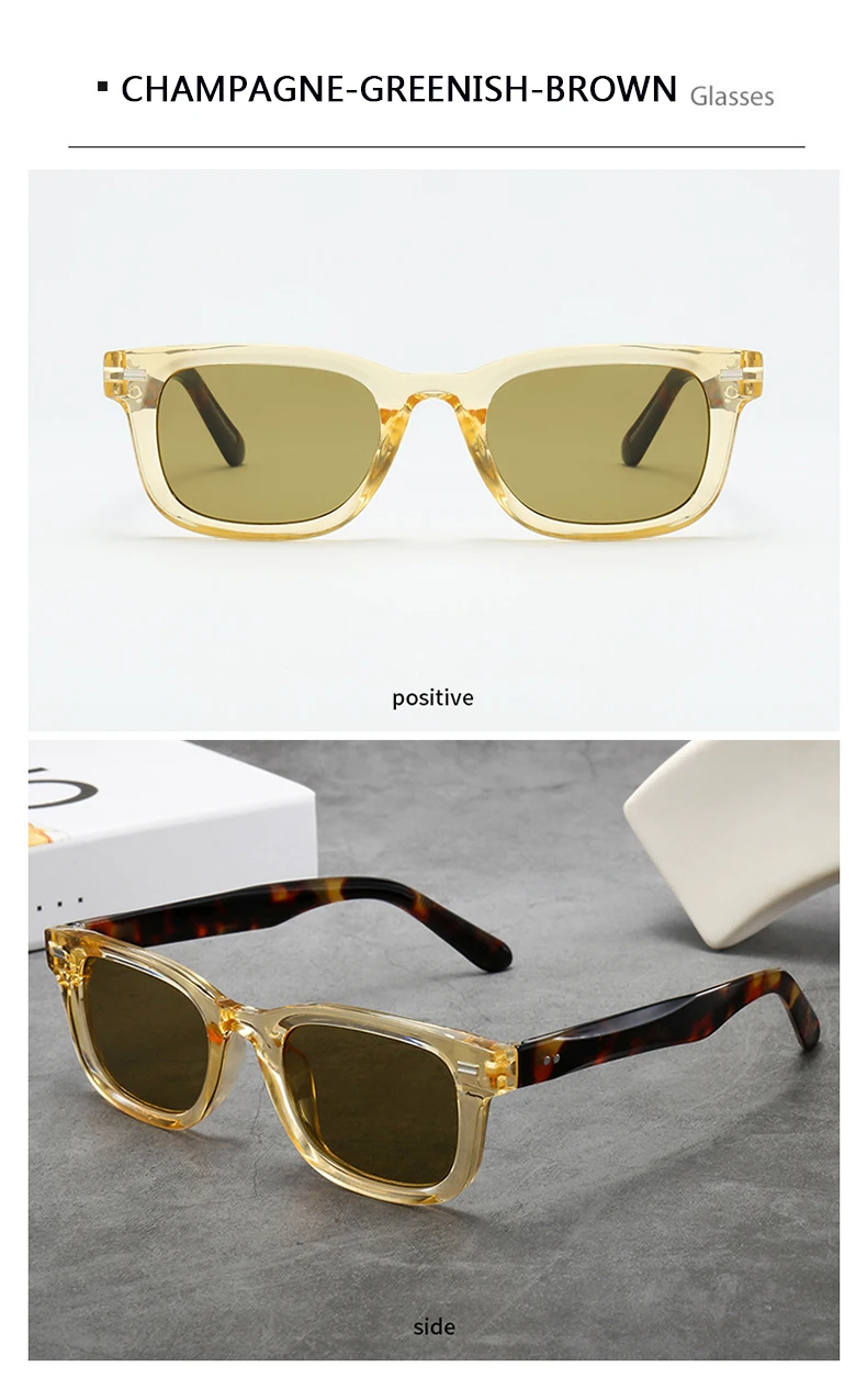 Herren-Sonnenbrille mit dickem Rahmen, Retro-Stil, braun, schmaler Rahmen, Hip-Hop-Stil, Rapper-Brille, Urlaubs-Sonnenbrille, UV400 – Detail 15