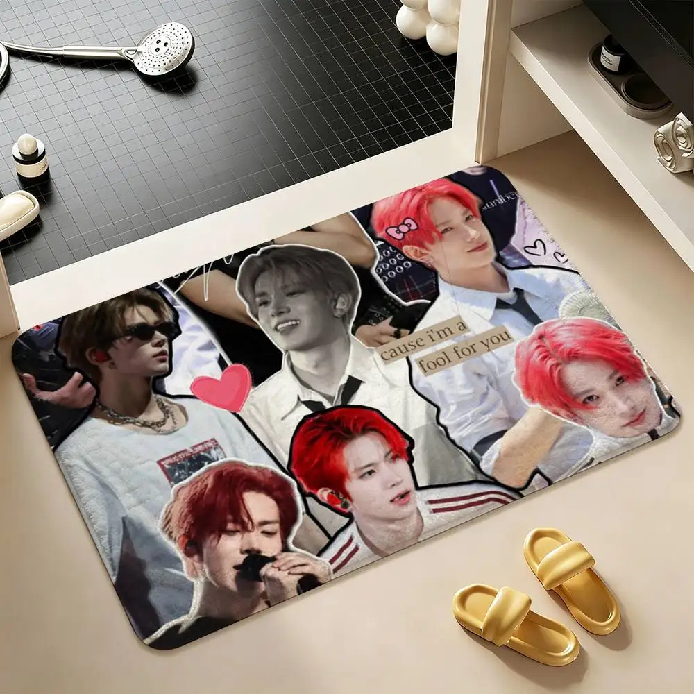 H-Heeseung L-Lee Vocal King  Shower Room Small Carpet Floor Mat  Absorbent Foot Mat Decorative Mat Soft and Comfortable