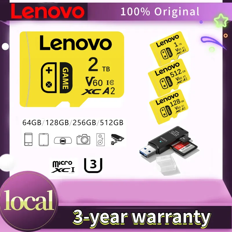 

Original Lenovo SD Card Class 10 Micro TF SD Card 1TB 2TB Red & Black Memory Card 128 256GB for Mobile Phone PC Speaker Switch