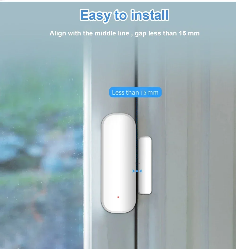 Sensore per porte e finestre Zigbee da 1-4 pezzi con avviso di notifica app per la sicurezza domestica e l'automazione domestica intelligente compatibile con Alexa Google