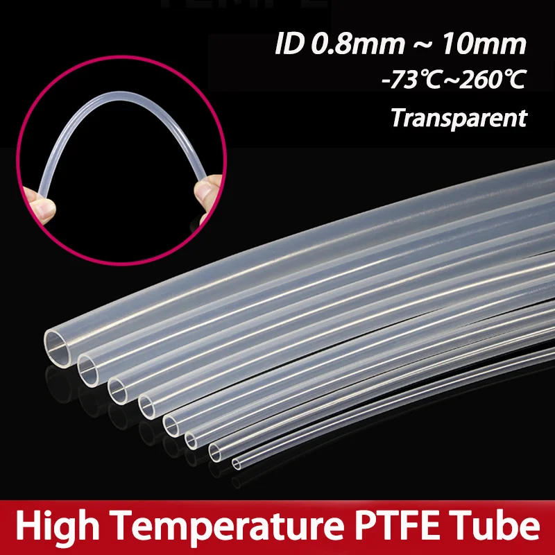 1-10M Transparent Dia. 0.8 1 2 2.5 3 4 5 6 7 8 10mm PTFE Tube Hose FEP Insulated Extruder J-head Rigid Pipe For 3D Printer Parts