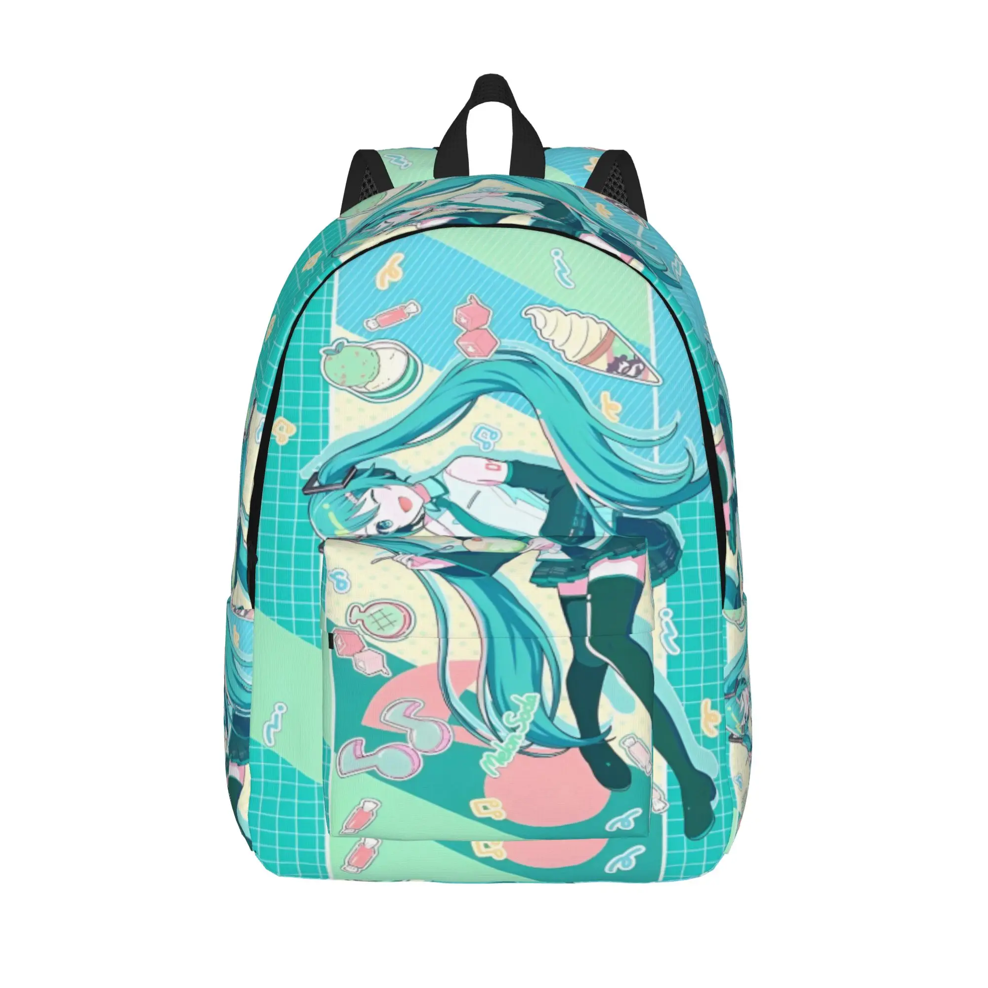 Hatsune Miku singer music anime  Teenage Backpack with Pocket Student Work  Daypack for Men Women Laptop Canvas Bags