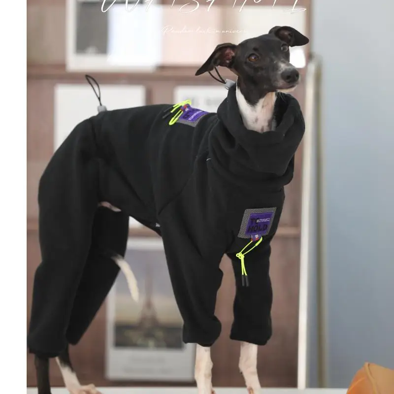 

Fashion Italian Greyhound Clothes Black Stretch Soft Whippet 4-legged Outing Dog Clothes Greyhound Warm Clothes in Winter