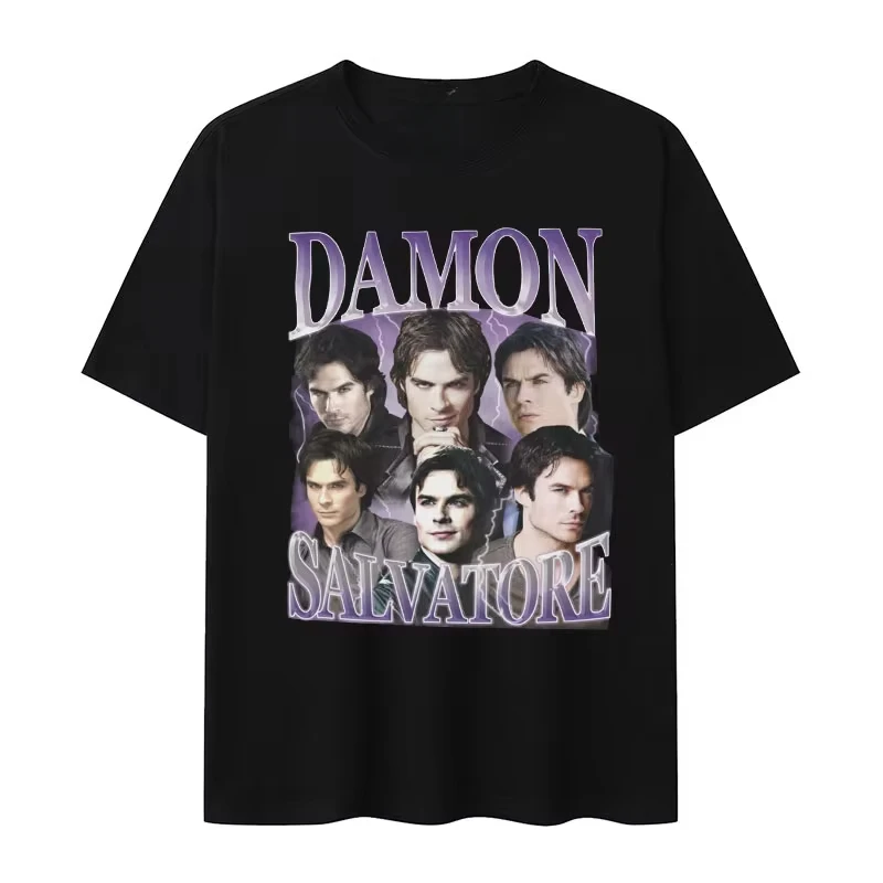 Damon Salvatore Ian Somerhalder TV T-shirt Y2k Men's and Women's Matching Couple T-shirt International Bestseller Comfortable