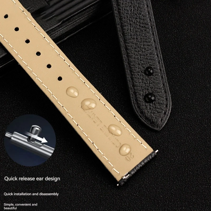 16mm 17mm 19mm 20mm 22mm 23mm For Cartier Tank Must London Solo cowhide Watch Strap Quick Disassembly Folding Pin Buckle view 4