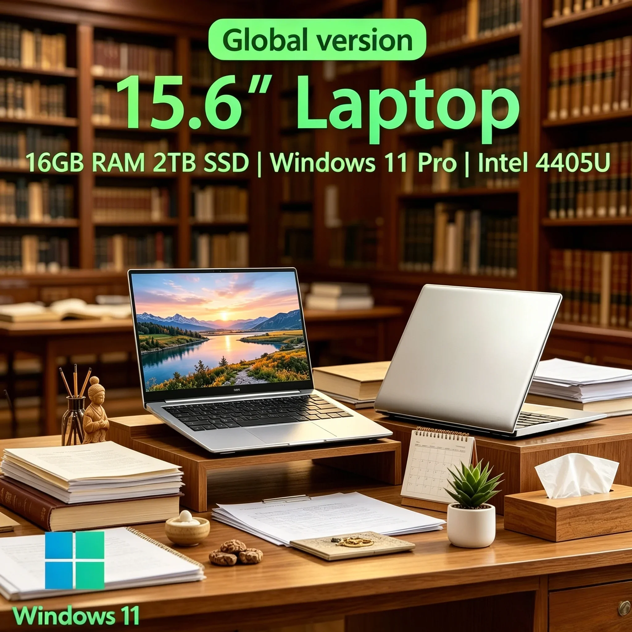 

Ultra Thin 15.6 Inch Office Laptop Big Storage Fast Response Daily Office Multitasking Computer