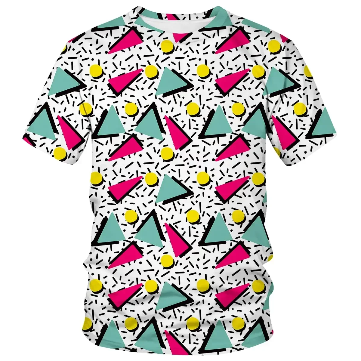 Men's Short Sleeve T-Shirts, Hip Hop, 3D Printed, Neon Disco Party Costume, Oversized, Harajuku Top, 80s and 90s