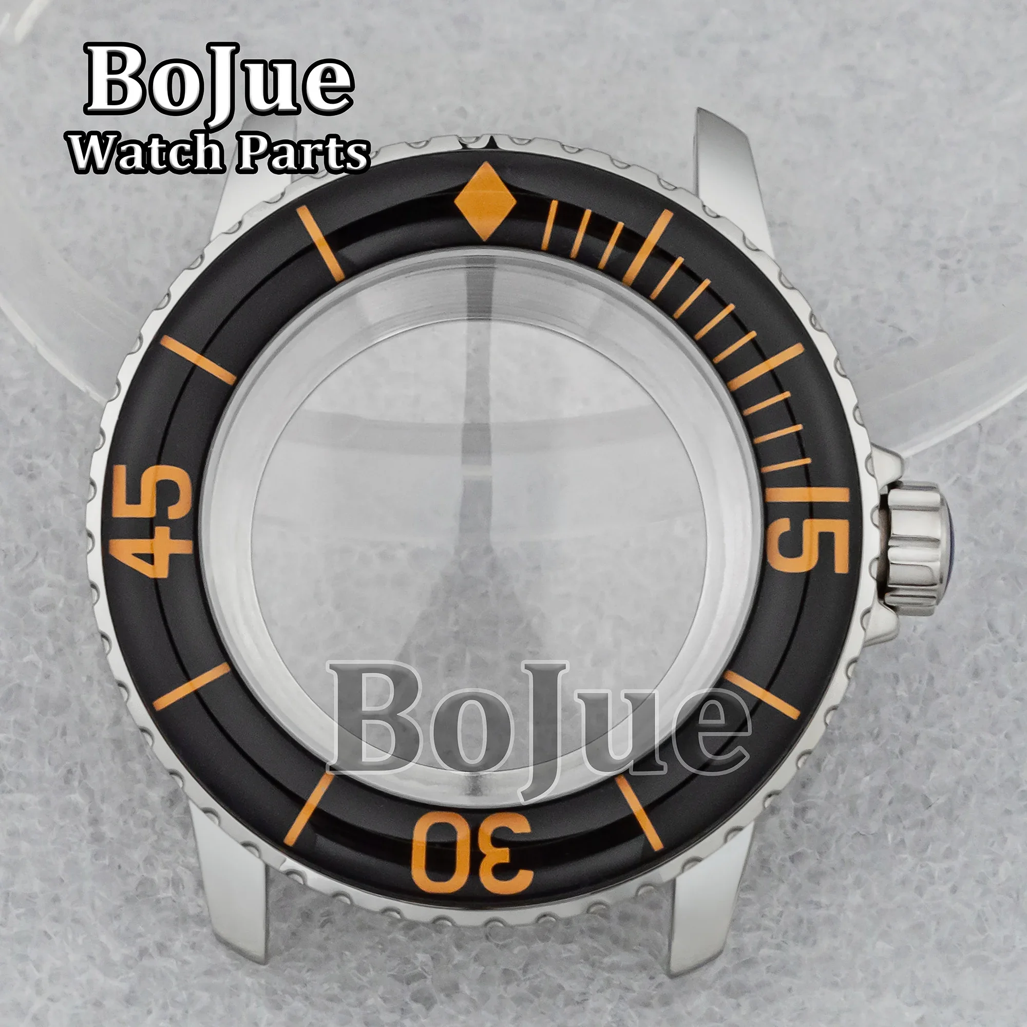 

for Fifty Fathom NH35 Case Dial Hands Leather Strap Band Stainless Steel 50m Water Resistant NH35 NH36 Automatic Movement 45mm