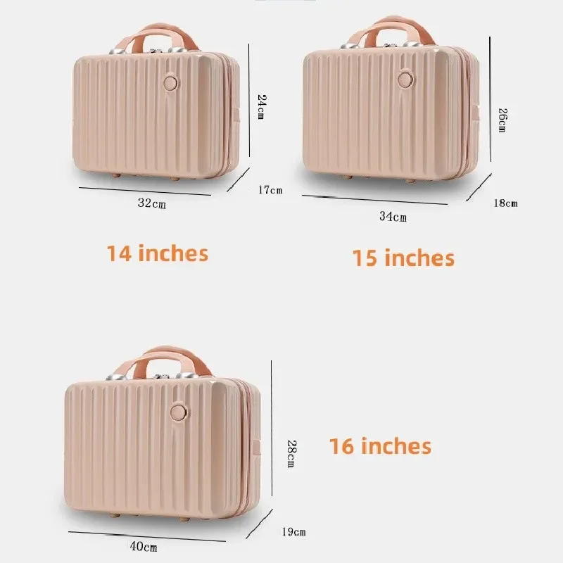 16 Inch Cosmetics Storage Bag Boarding Case Carrier Travel Bag Large Capacity Portable Suitcases Luggage for Women with Lock