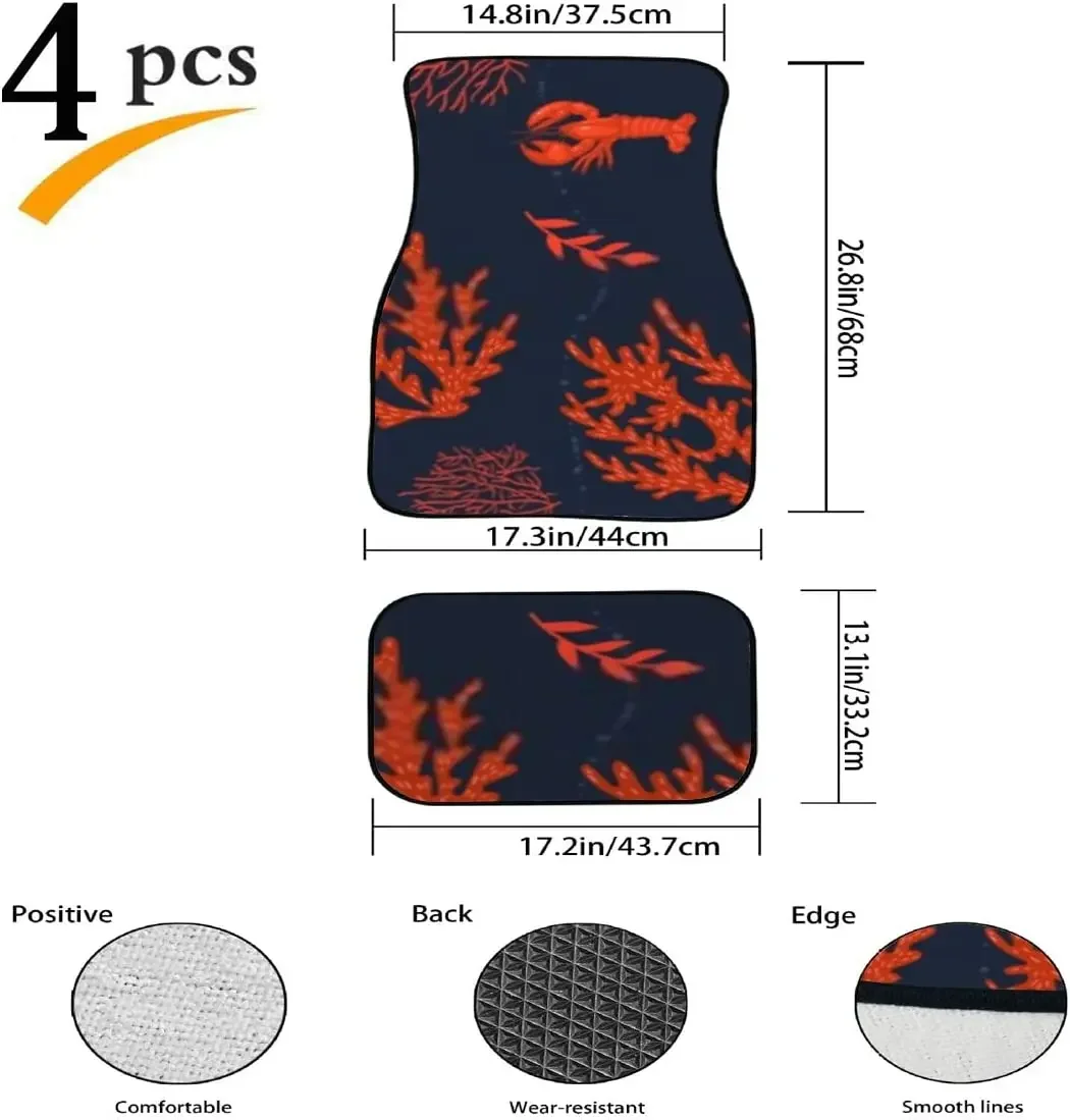 Car Floor Mats Corals Lobsters Algae Print Design Carpet Car SUV Truck Floor Mats 4 Pcs, Floor Mats for Cars