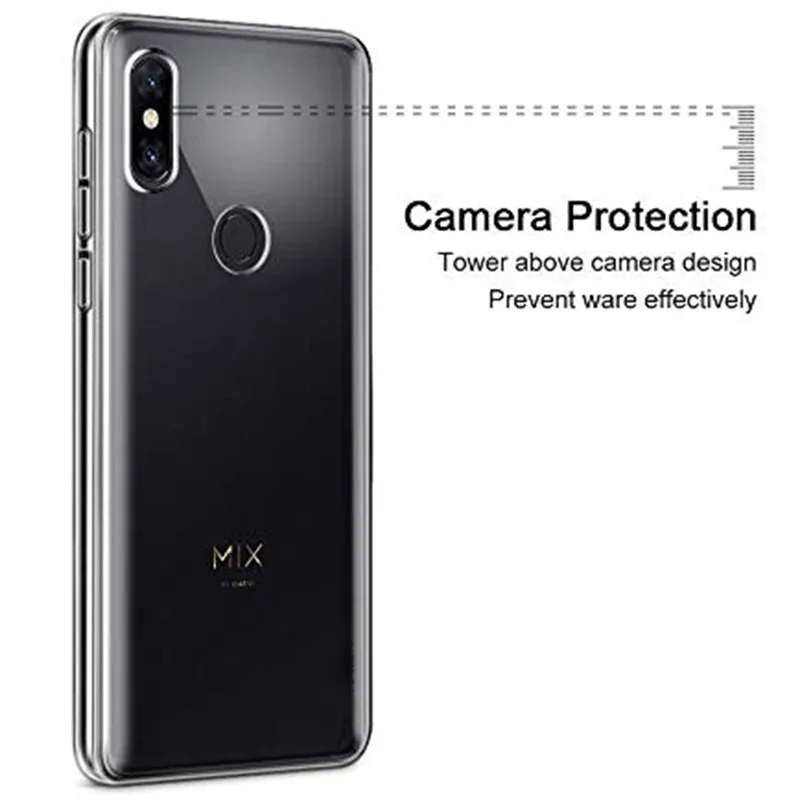 2pcs Original Transparent Case for Xiaomi Mi Mix 3 Global Version Soft TPU Silicon Clear Crystal Phone Back Cover Xiomi Mix3 Gel