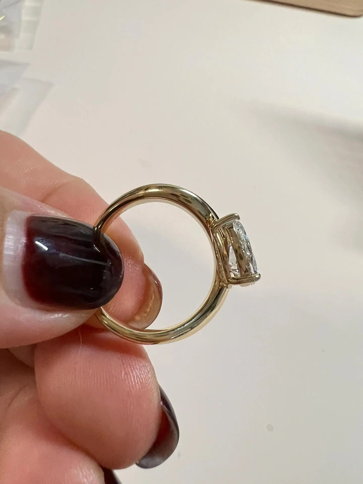 Anillo de boda de moda con forma irregular de 1CT en forma de pera con diamante creciente de laboratorio de oro Real de 18 quilates, anillo de compromiso de oro de 14 quilates hecho a mano personalizado