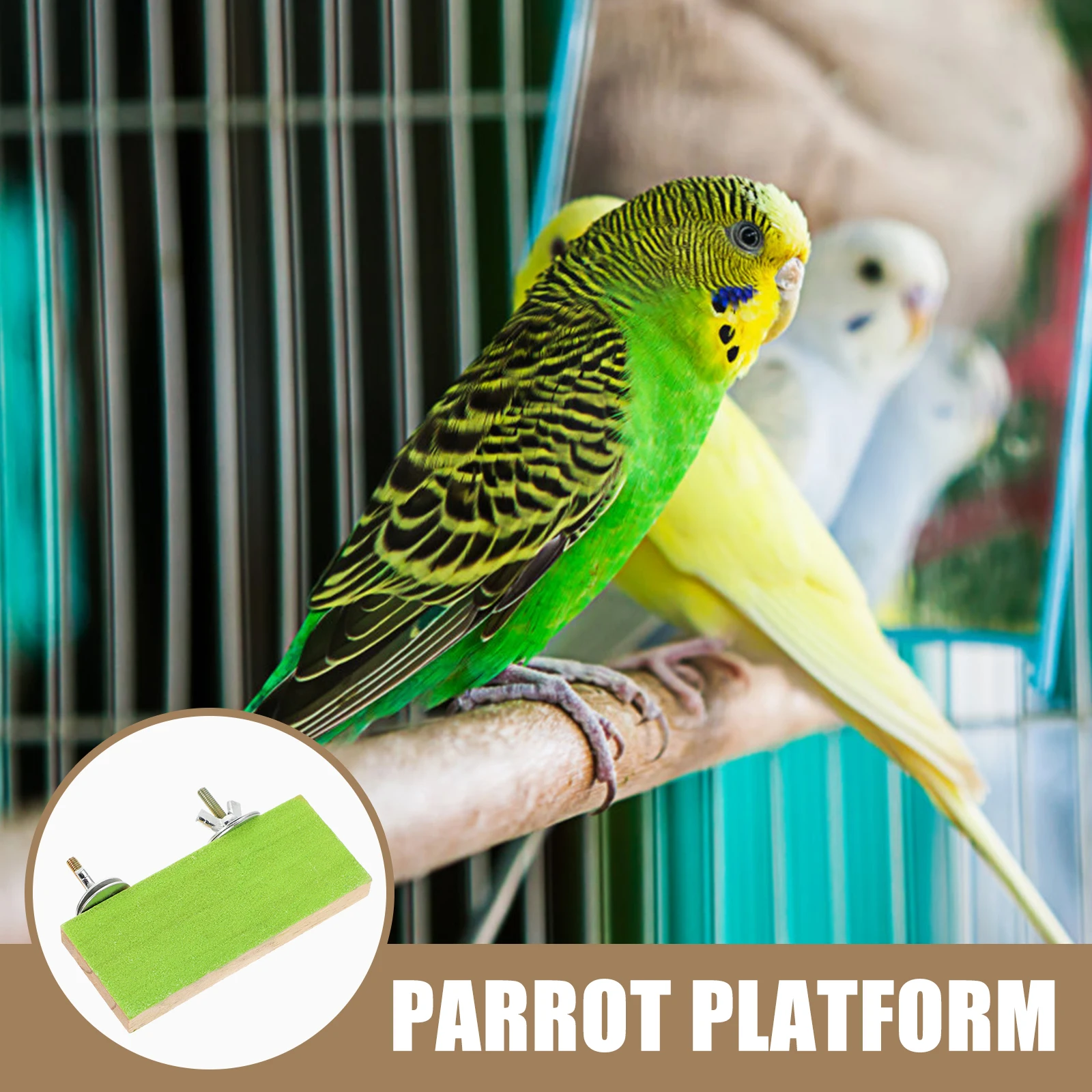 2pcs Rectangular Durable Wooden Bird Platform Wear-Resistant Parrot Stand Decorative Bird Cage Accessories For Cockatiels