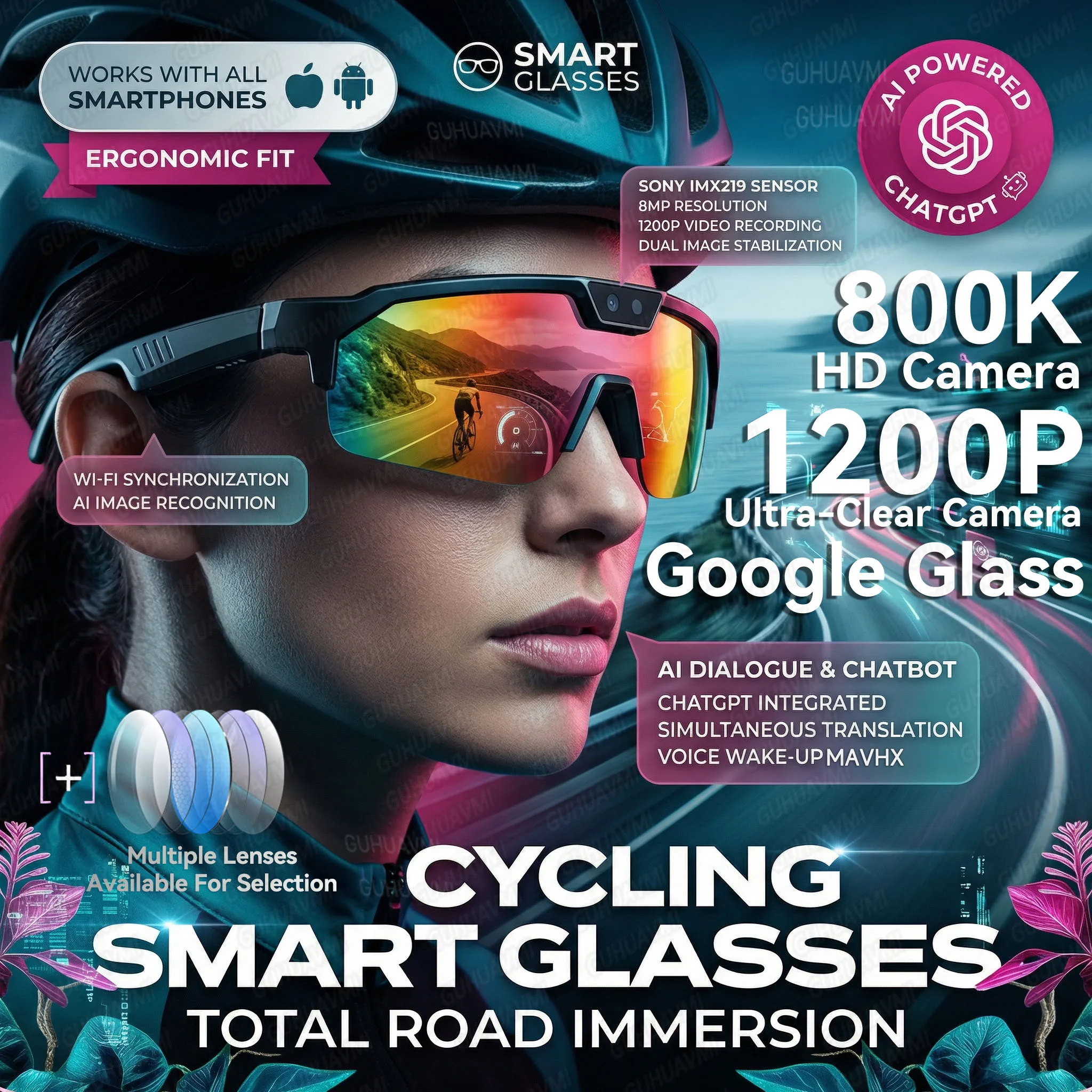 

Новые умные очки 2026 года для мужчин: 800W HD фото/видео, Bluetooth-звонки, перевод, антибликовые, для бега, бейсбола, велоспорта