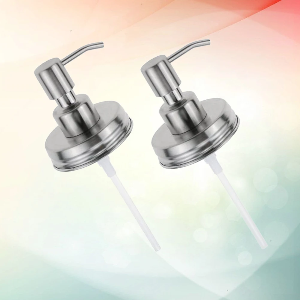 

4 Pcs Stainless Steel Pump Head Soap Dispenser Lids Bathroom Dispensers Shampoo Accessories Liquid Lotion Decor Silver Color