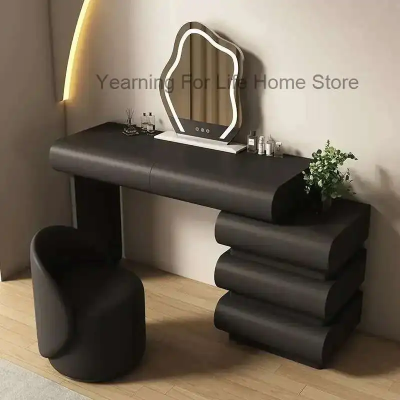 

Nordic Luxury Dressing Table Mirror Cabinet Organizers Storage Wooden Make Up Table Bedroom Girls Coiffeuse De Chambre Furniture