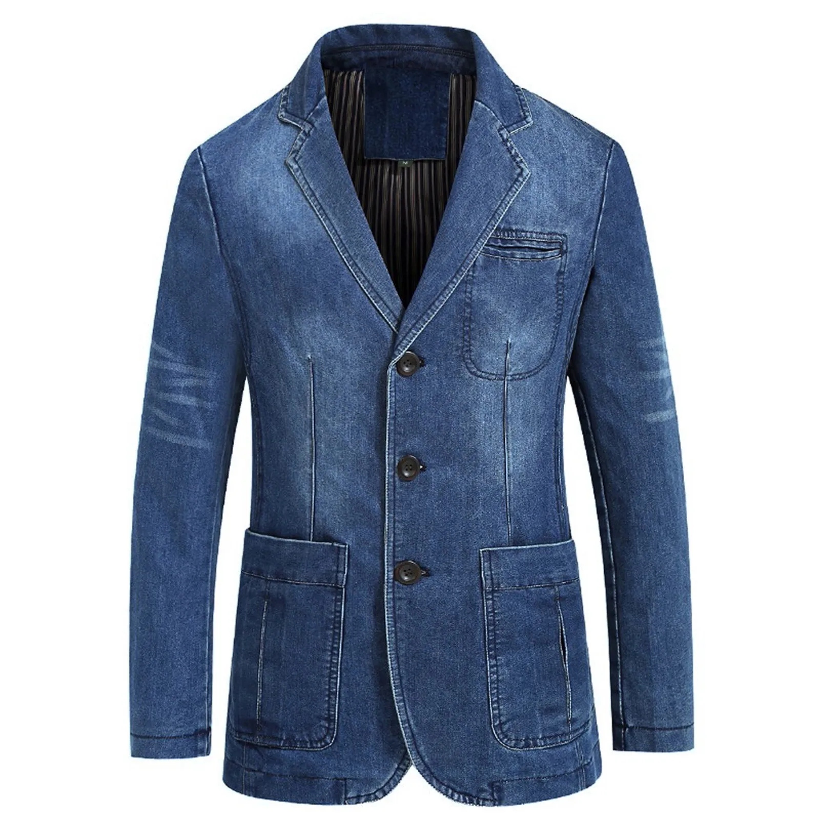 Mens Denim Blazer Men Fashion Cotton Vintage Suit Outerwear Male Blue Coat Denim Jacket Men Slim Fit Jeans Denim Blazers Top