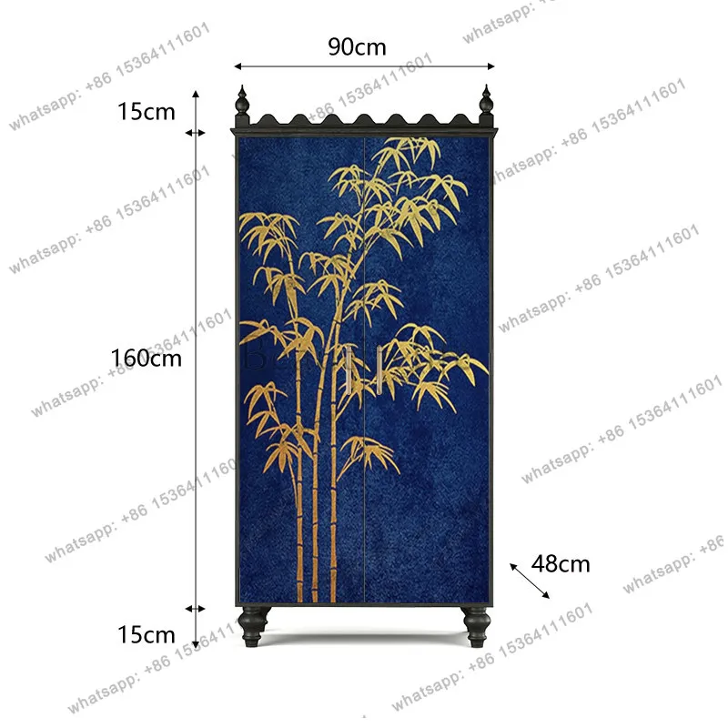 Chinese style solid wood wardrobe, living room storage, bedroom, bedside storage, French retro high-end feeling
