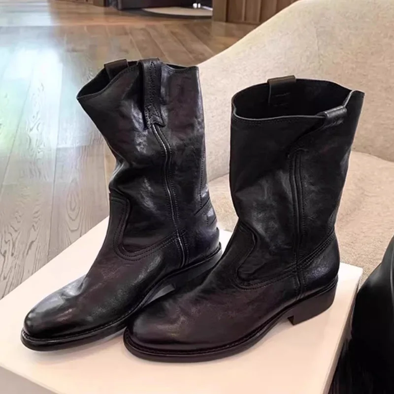 Eilyken 2027 Women Ankle Boots Spring Autumn Concise Round Toe Square Low Heels Shoes Party Dress Zapatos De Mujer