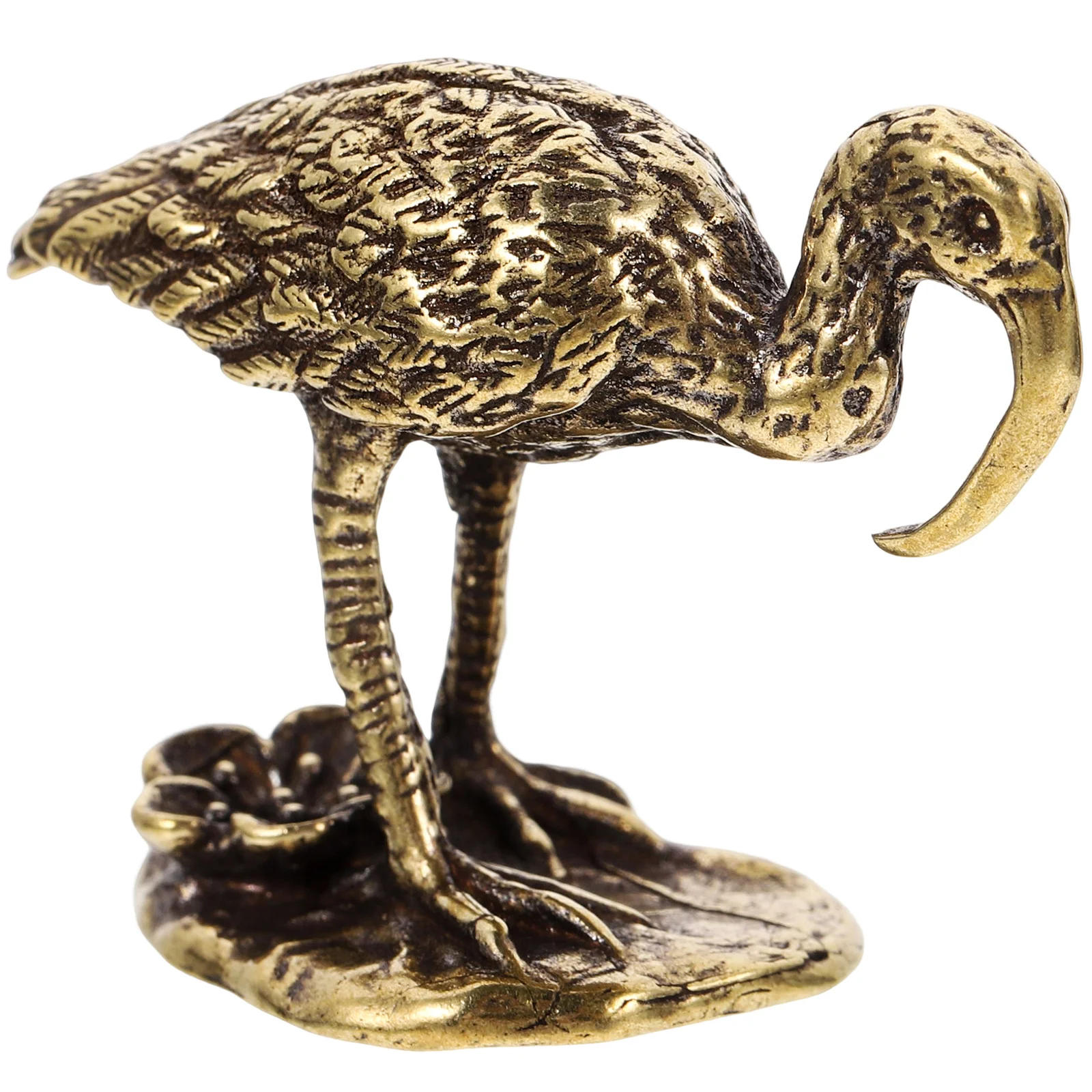 

Long-mouth Crane Copper Ornament Brass Bird Figure Bracelet Home Decor Small Statue Decoration Vintage Animal