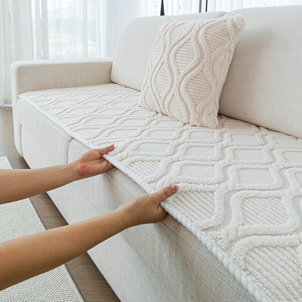 1pcs Solid Color Thicken Sofa Cover Non-Slip Dustproof Durable Anti Cat Scratch Seat Cushion For Home Living Room