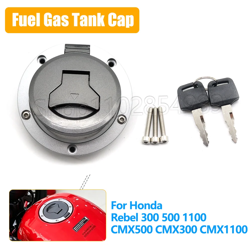 Fuel Gas Tank Cap Cover Keys For Honda Rebel 300 500 1100 CMX500 CMX300 CMX1100 2017-2024 CRF250RL RF1000L CRF1100 Africa Twin