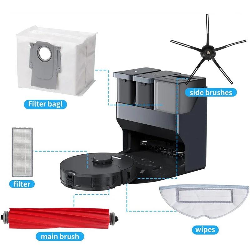 ل Roborock S7 S70 S7max T7S T7S زائد جهاز آلي لتنظيف الأتربة الملحقات الرئيسية الجانب فرشاة فلتر Hepa ممسحة الوسادة قطع الغيار-A58E