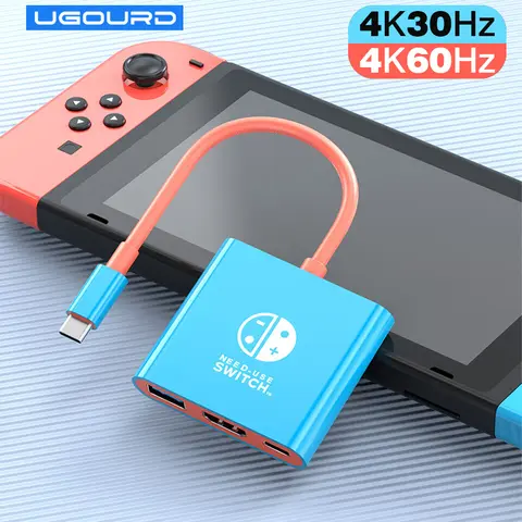 UGOURD Hub TYPE-C 3 in 1 con porta HDMI e USB 3.0 Adattatore da USB-C a HDMI 4k 30hz 4K60Hz PD 100W per interruttore TV Schermo Casting