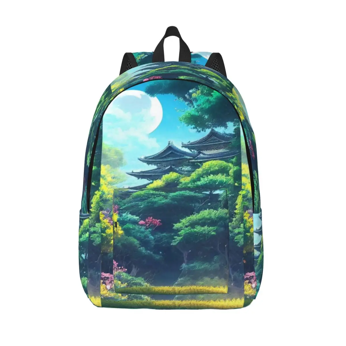 

A Japanese Shrine In The Forest 90s Anime Inspired Aesthetic Simple and Stylish Backpack Canvas Backpack Man backpack