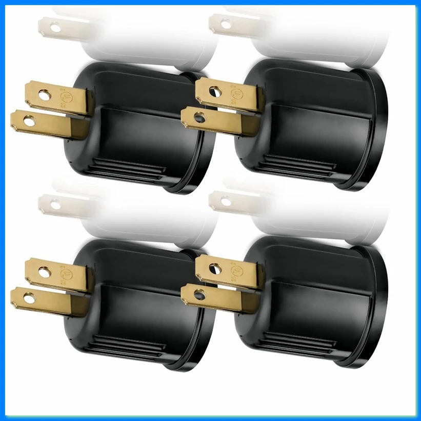 Outlet to Socket Adapter Plug-in Light Socket Convert Outlet to Light Bulb Socket Polarized US Plug-ABFB