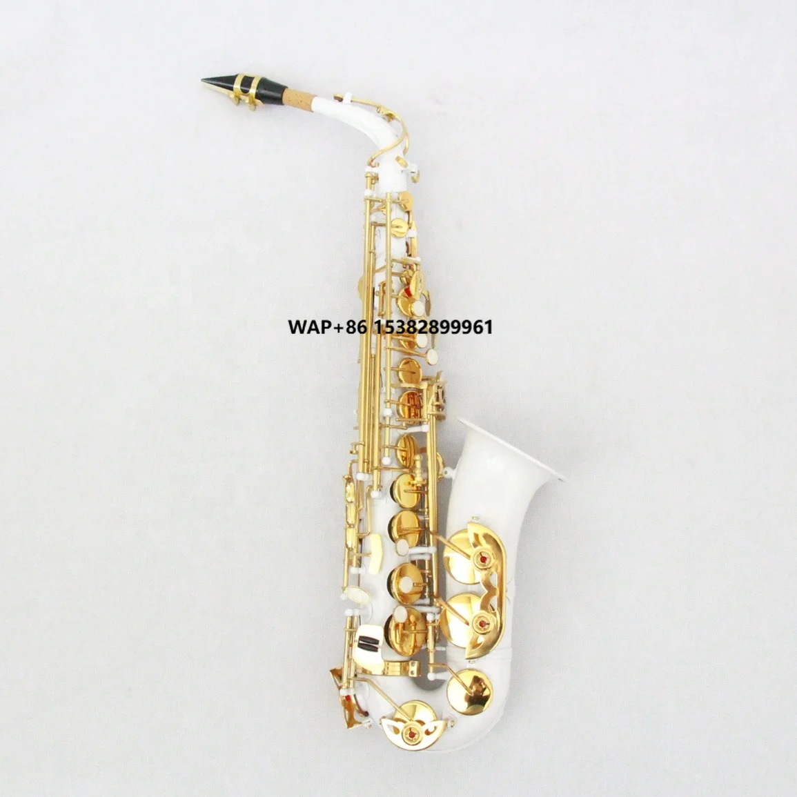 

Chinese Cheap Alto Saxophone Orchestra Woodwind Instrument White Colored Gold Lacquered Keys Eb Alto Saxophone