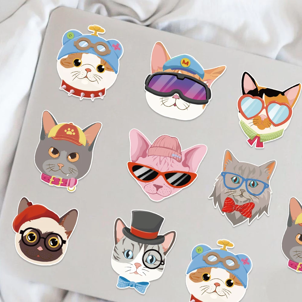 8/16/24 pièces tête de chat Puzzle autocollants cadeaux décoration ordinateur téléphone guitare Skateboard cahier Scrapbook bricolage décalcomanie