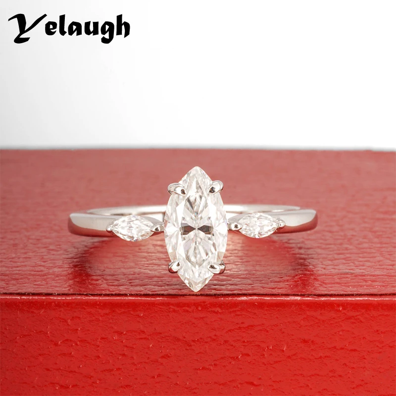 Yelaugh 5x10mm Marquise Cut D Color Moissanite Diamond Engagement Ring 925 Sterling Silver Rings For Women Jewelry Wholesale