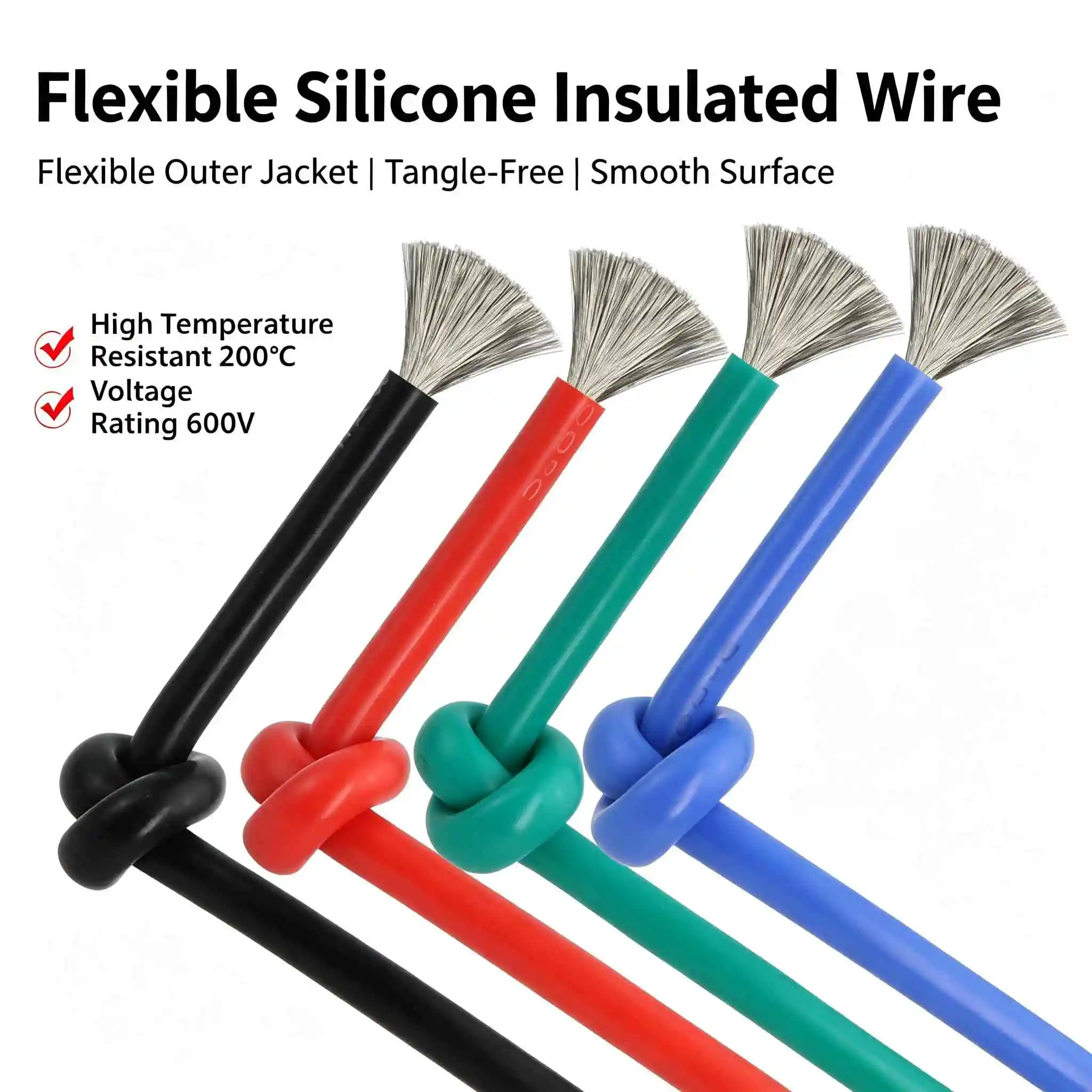 （Optional Colors）1M/5M Heat-resistant Cable 28 26 24 22 20 18 AWG Ultra Soft Silicone Wire High Temperature Flexible Copper