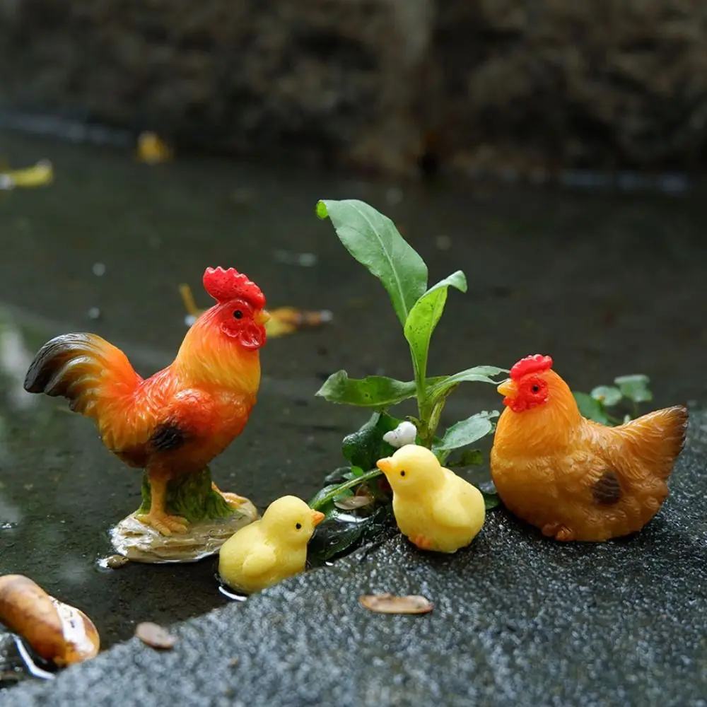 Kawaii الراتنج دمية الدجاج الحلي متعدد الألوان DIY بها بنفسك الفرخ أرقام تمثال نموذج صغير سطح المكتب اللعب ديكور المنزل