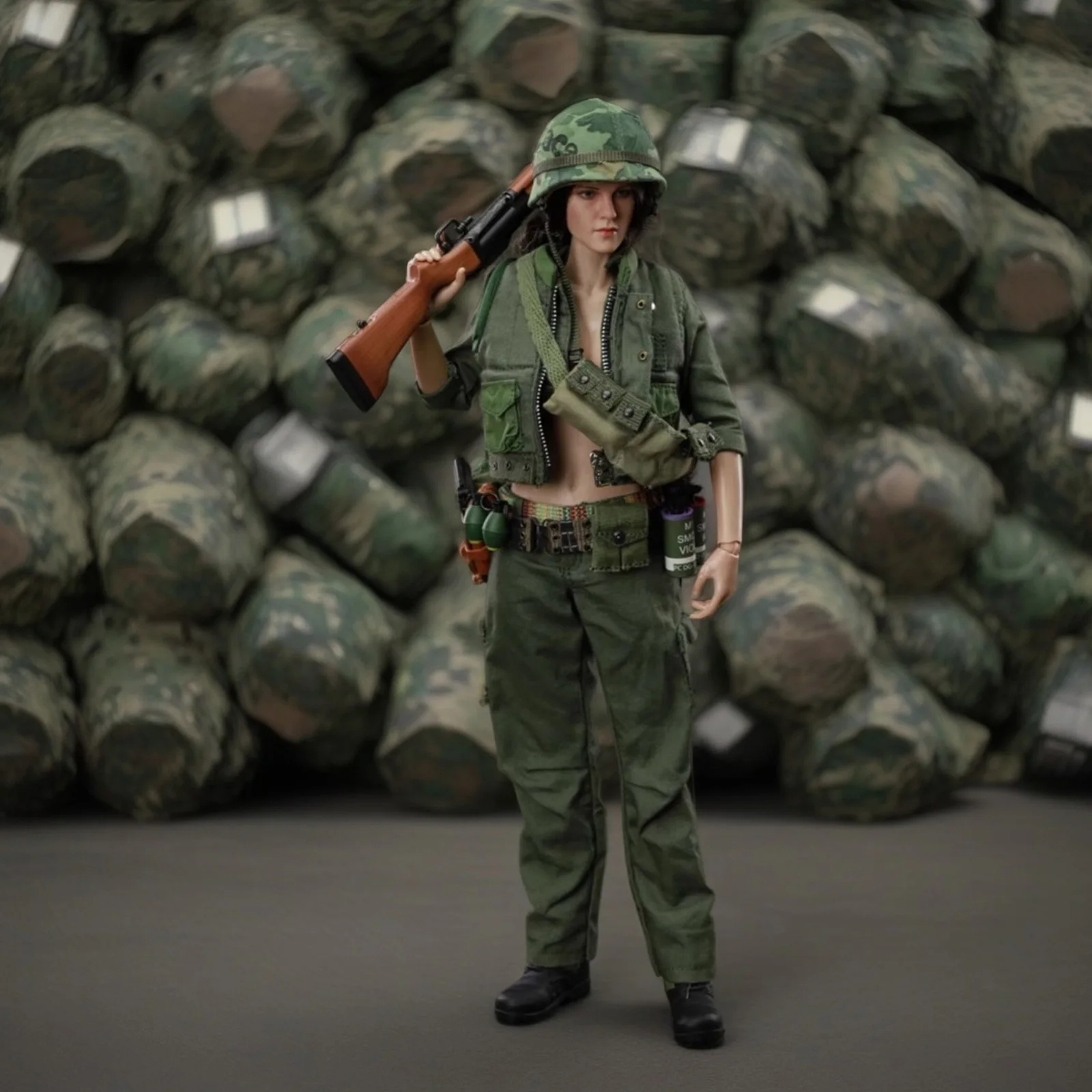 Figurka żołnierza w skali 1/6 z wojny w Wietnamie - 12-calowy kolekcjonerski zestaw modeli wojskowych z mundurem i wyposażeniem Prezent dla kolekcjonerów