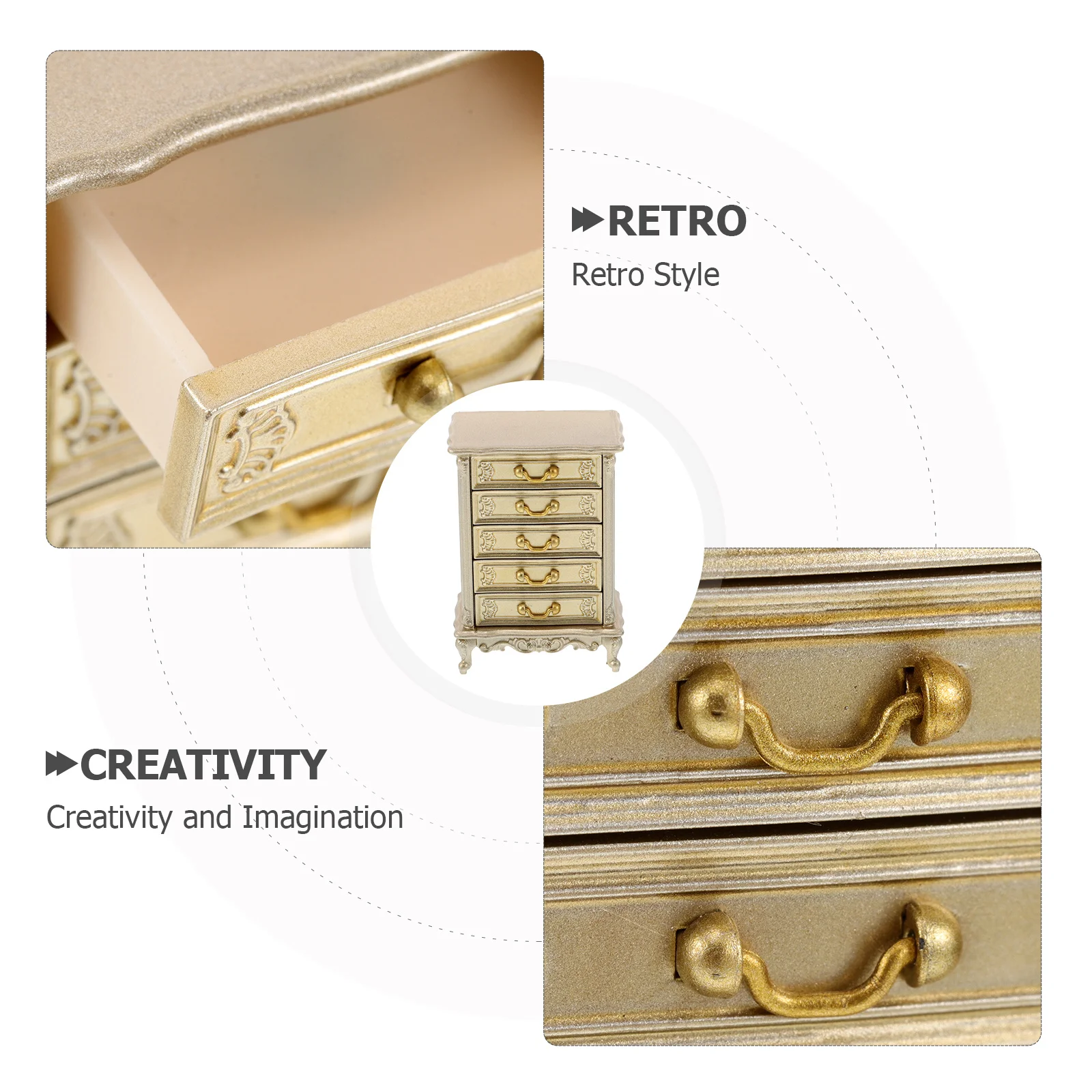 مقياس 1:12 أثاث صغير عتيق لخزانة الدمى وغرفة النوم وغرفة المعيشة ديكور خزانة بلاستيكية صغيرة للعب التظاهري #6