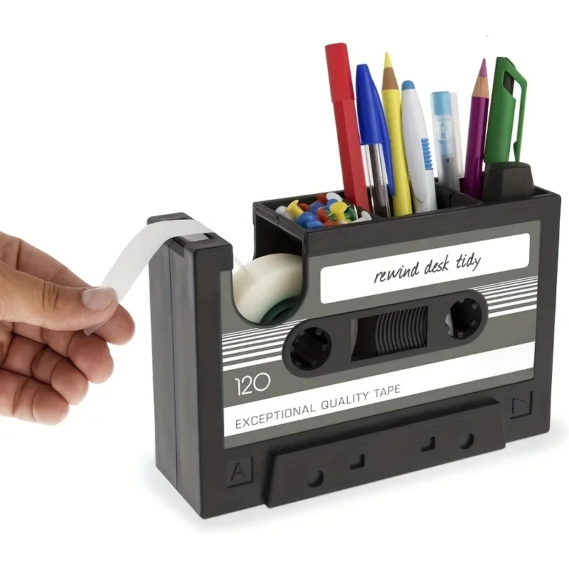 

Retro Cassette Dispenser Pen Holder ABS Resin Desktop Storage Box Office Stationery Storage Box Desktop Decoration