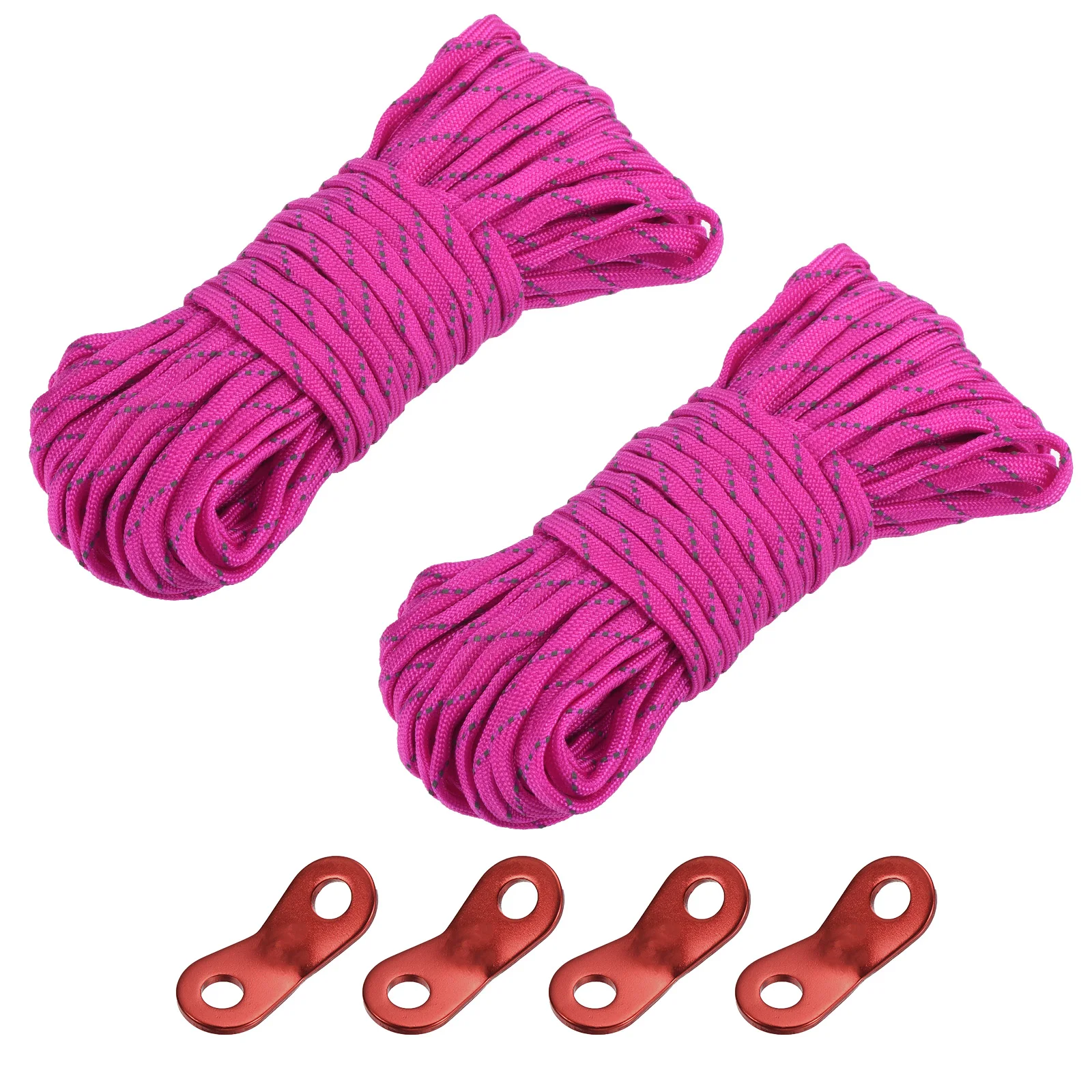 

Tent Rope 49.2FT 4mm Nylon Dark Pink Reflective Guyline Cord 2Pack with Aluminum Red Cord Adjuster 4Pcs for Camping Hiking 1 Set