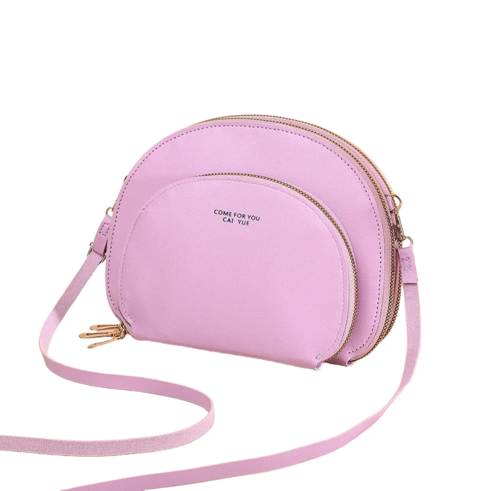 

Soft Multiple Zip Pockets Shoulder Bag Waterproof Large Capacity PU Leather Crossbody Bag Solid Color Simple Phone Bag Travel