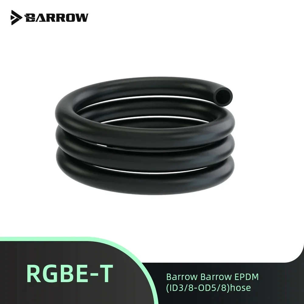 Barrow Water Cooling Hose 1 Meter Black Soft Tube EPDM (ID3/8-OD5/8) Hose RGBE-T for PC Gaming Cooling Building