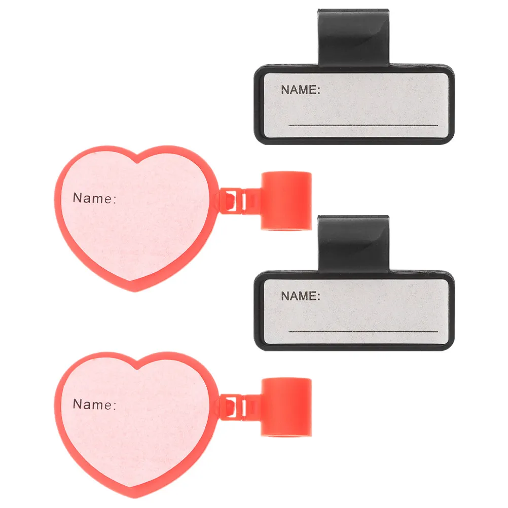 4Pcs Stethoscope Name Tag Plastic Id Card Heart Rectangular Design Bright Color Easy Identify Clip for Tube Holder Nurse Doctor