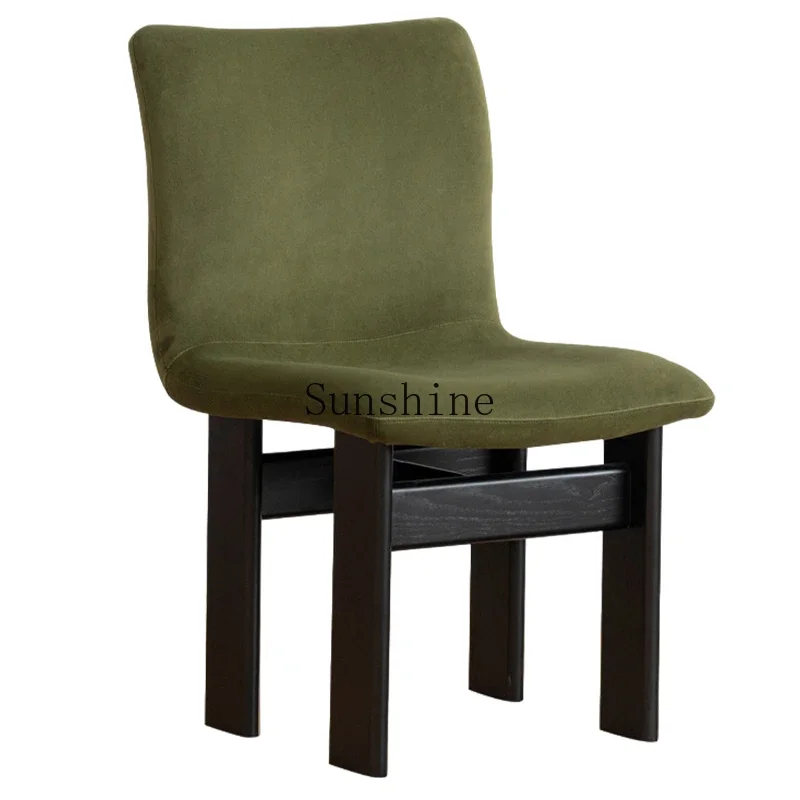 

Nordic medieval dining chair home design soft bag restaurant French light luxury solid wood backrest stool