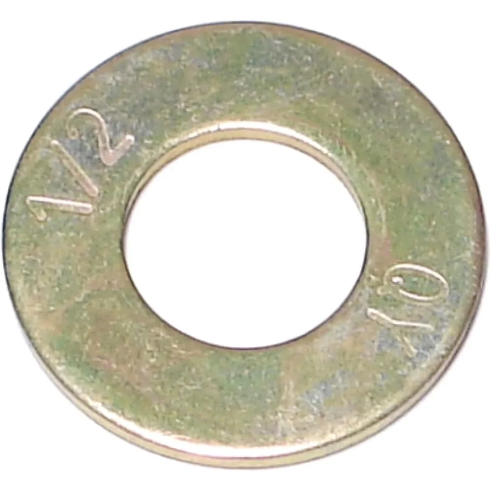 

Grade 8 SAE Flat Washers 1/2 Inch Steel Alloy Yellow Zinc Fasteners Heavy Duty Applications 1.06mm Outside Diameter