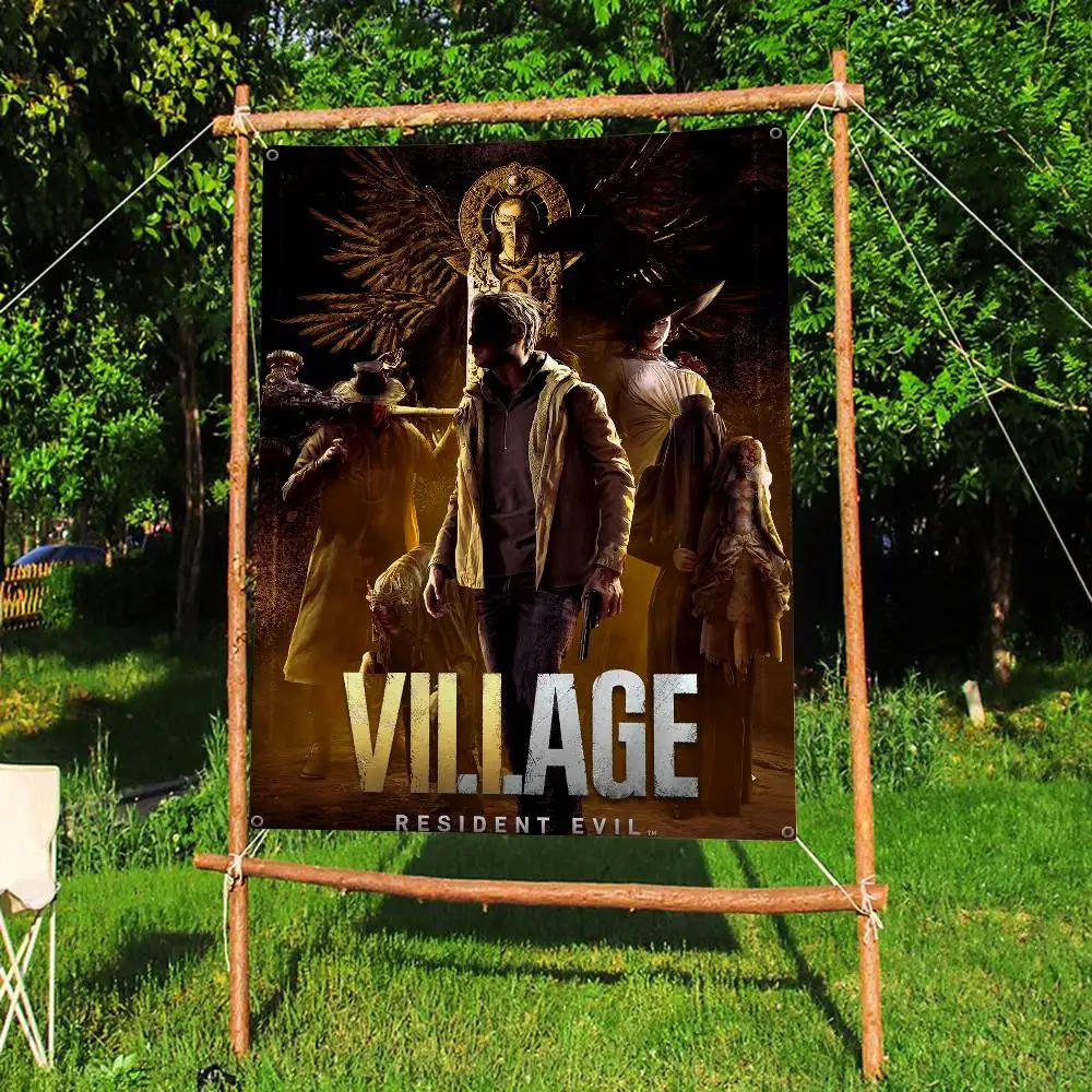 Resident-Evil 8 Village Family Gatherings Outdoor Atmosphere Flags Camping Decorations Banners